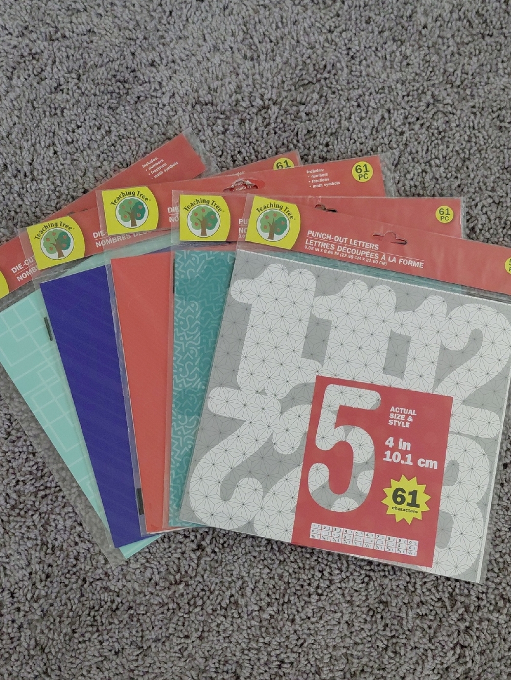 Teaching Tree Punch-Out Numbers - Multi Color Pack (Lot of 5)